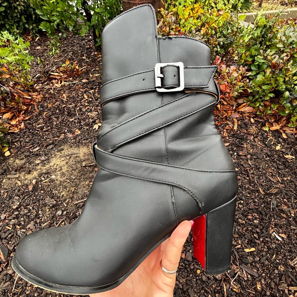 Stunning Christian Louboutin calf skin ankle boot ; 2.8” heel